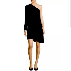 Theory Sintsi Rosina Crepe One Shoulder Dress Black Size 2